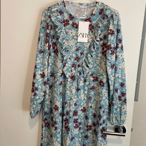 Zara Flora ruffle midi dress